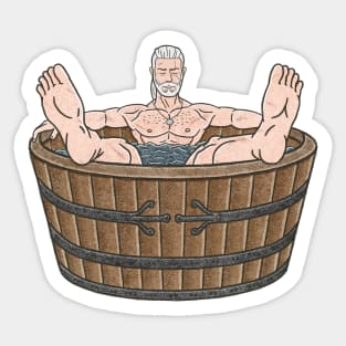 Geralt of Rivia Bathtub Scene | Medieval marginalia inspired by The Witcher Sticker